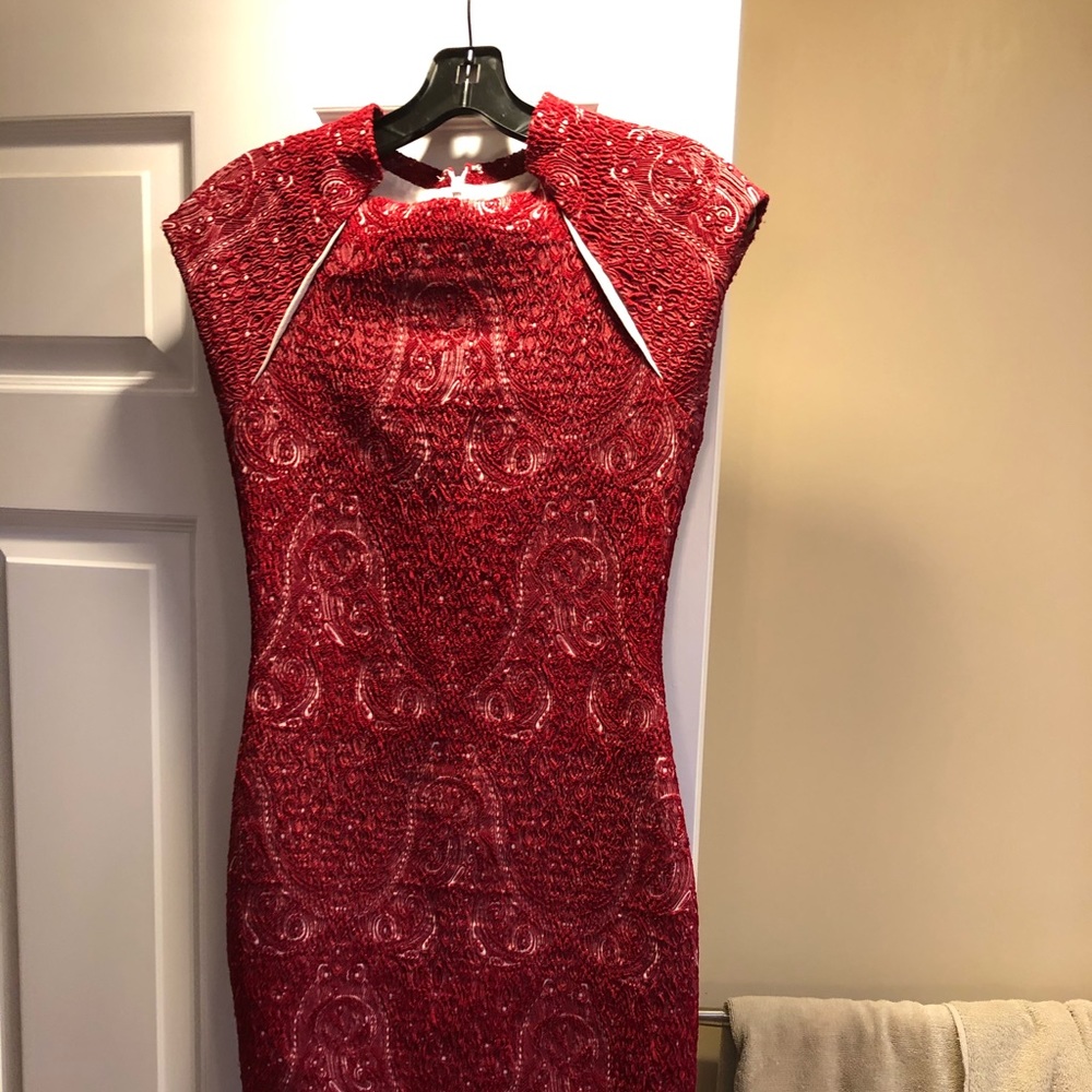 Red lace dress